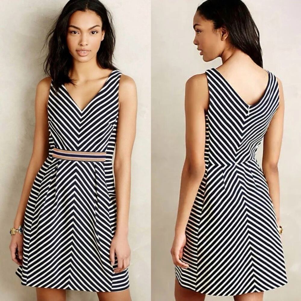 Anthropologie Maeve Mitered Stripe Dress
